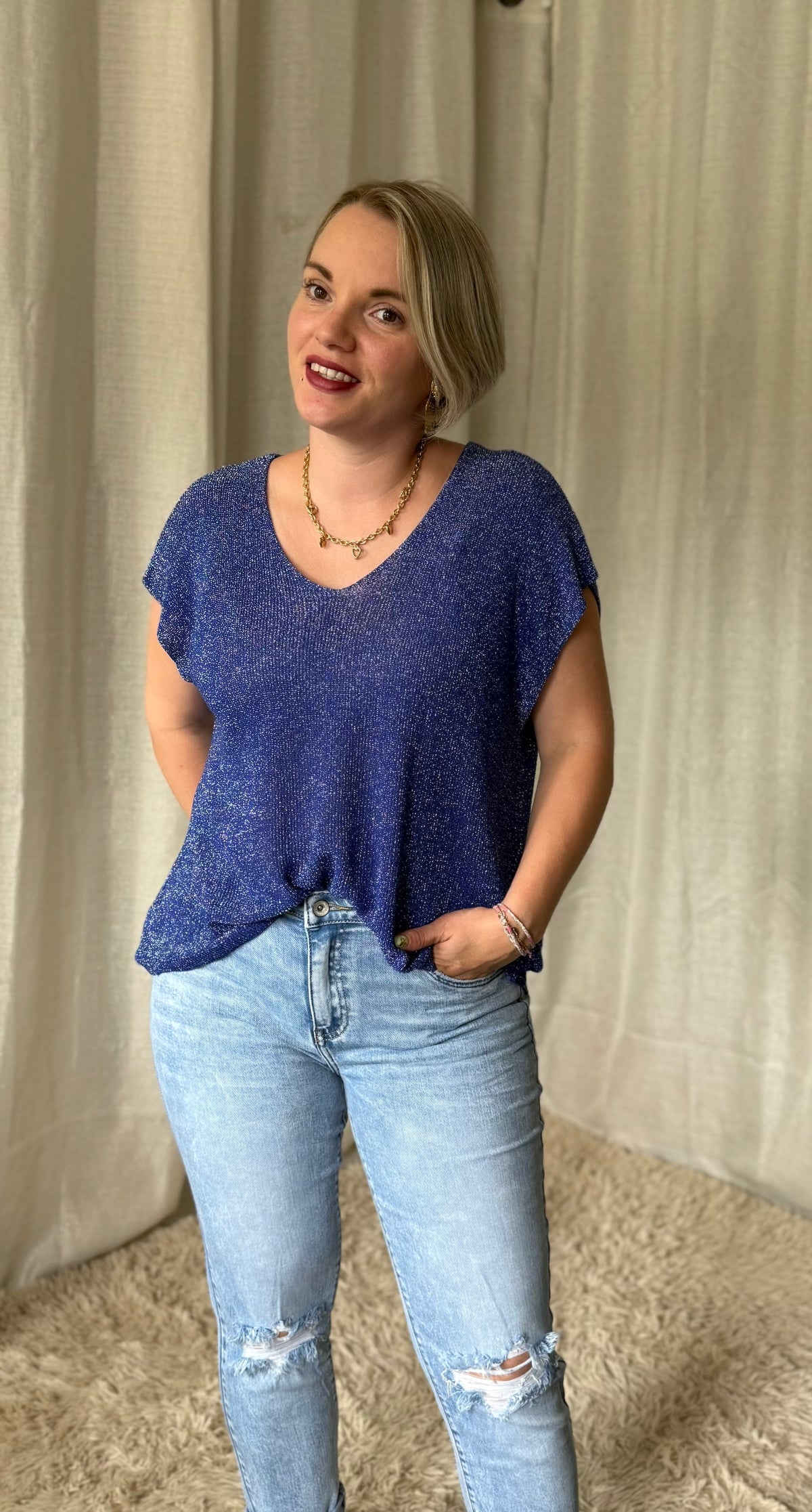 Top ZELIA bleu roi